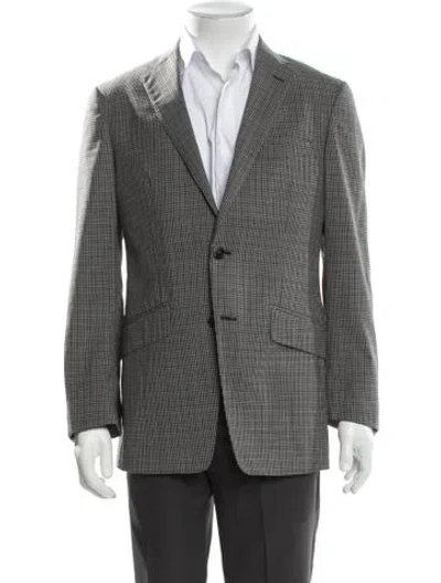 Pre-owned Etro Wool Plaid Print Blazer In Gray