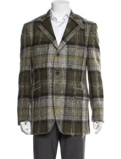Pre-owned Etro Wool Plaid Print Blazer In Green