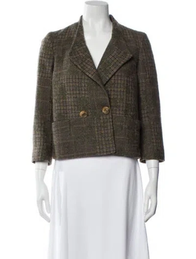 Pre-owned Etro Wool Plaid Print Blazer In Green