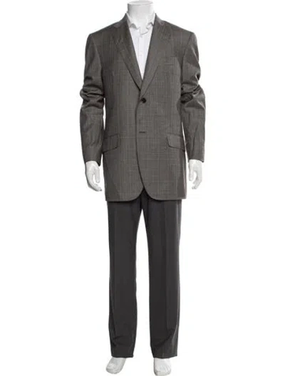Pre-owned Etro Wool Plaid Print Blazer In Grey