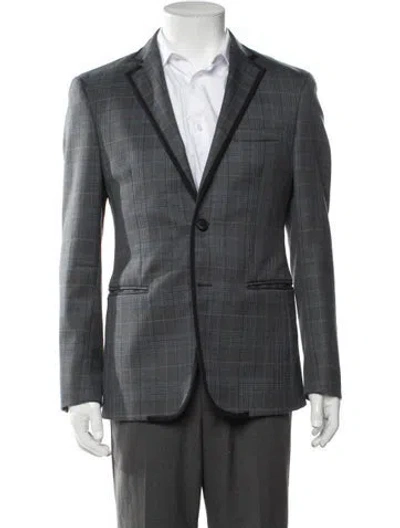 Pre-owned Etro Wool Plaid Print Blazer In Grey