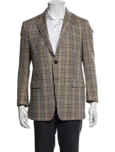 Pre-owned Etro Wool Plaid Print Blazer In Neutral