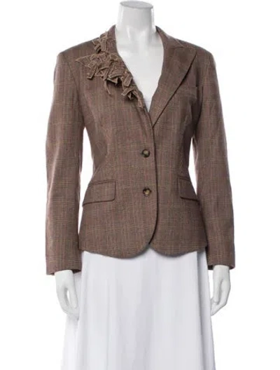 Pre-owned Etro Wool Plaid Print Blazer In Neutrals