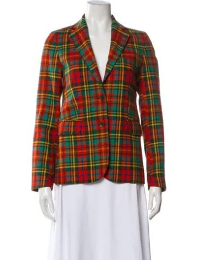 Pre-owned Etro Wool Plaid Print Blazer In Red