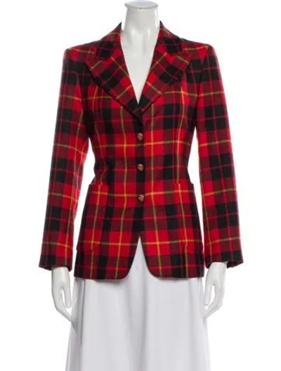 Pre-owned Etro Wool Plaid Print Blazer In Red