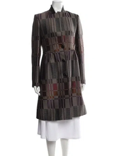 Pre-owned Etro Wool Plaid Print Coat In Metallic/neutrals