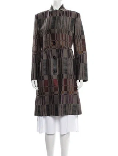 Pre-owned Etro Wool Plaid Print Coat In Neutrals