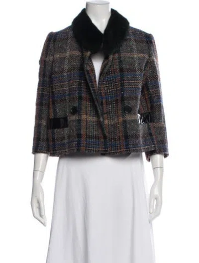 Pre-owned Etro Wool Plaid Print Jacket In Black