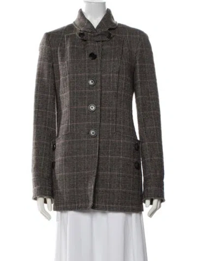 Pre-owned Etro Wool Plaid Print Jacket In Black