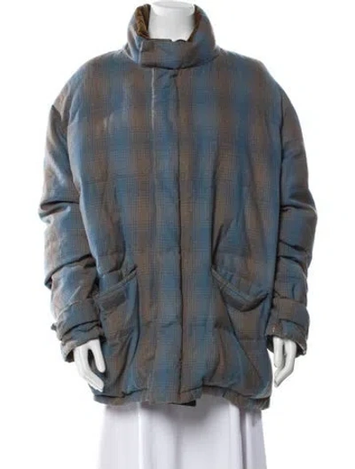 Pre-owned Etro Wool Plaid Print Jacket In Blue