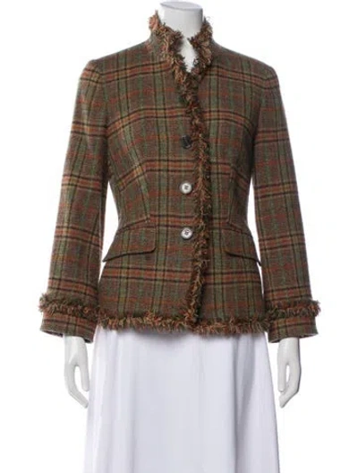 Pre-owned Etro Wool Plaid Print Jacket In Brown