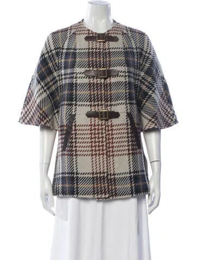 Pre-owned Etro Wool Plaid Print Jacket In Grey