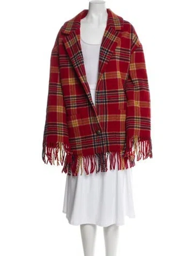 Pre-owned Etro Wool Plaid Print Jacket In Red