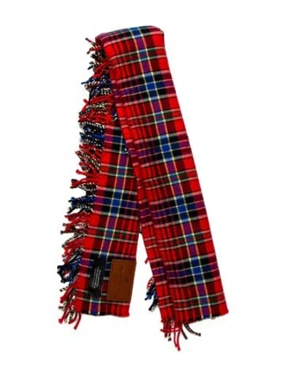 Pre-owned Etro Wool Plaid Print Scarf In Red