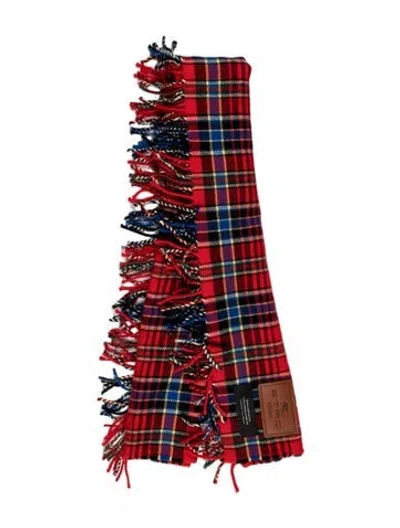 Pre-owned Etro Wool Plaid Print Scarf In Red