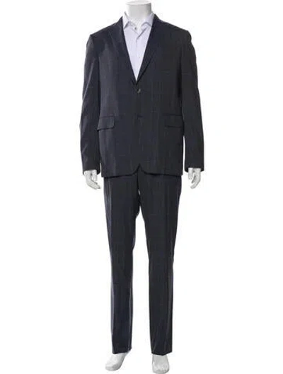 Pre-owned Etro Wool Plaid Print Two-piece Blazer In Purple