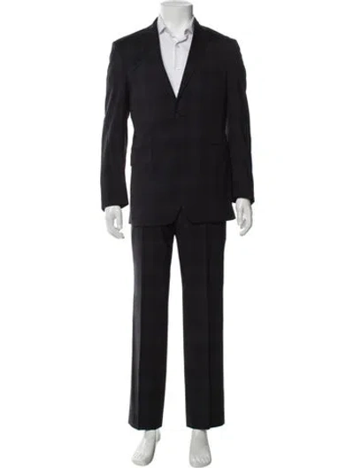 Pre-owned Etro Wool Plaid Print Two-piece Suit In Black