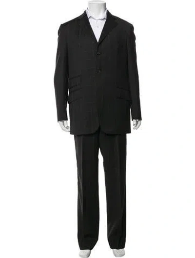 Pre-owned Etro Wool Plaid Print Two-piece Suit In Black