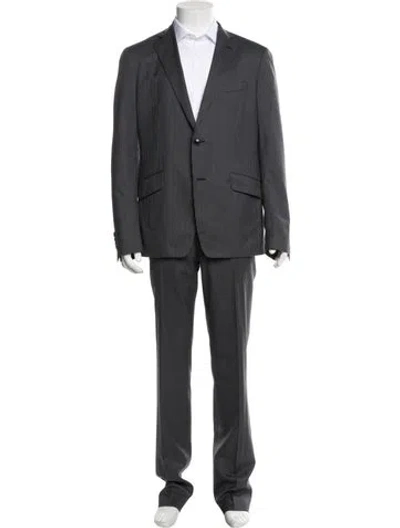 Pre-owned Etro Wool Plaid Print Two-piece Suit In Blue