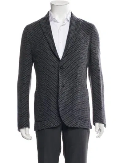 Pre-owned Etro Wool Polka Dot Print Blazer In Blue
