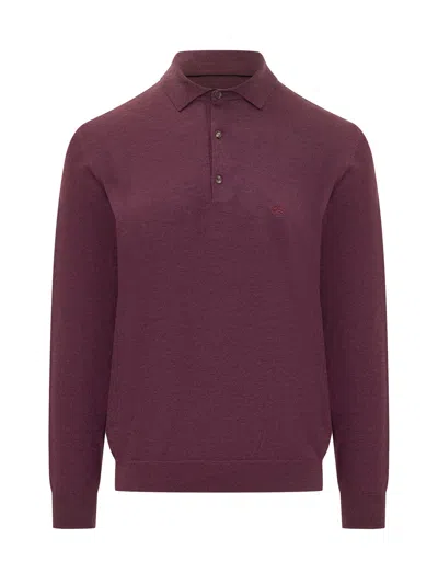 Etro Wool Polo In Mini Version In Bordeaux