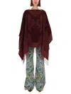 Etro Paisley Patterned Loose Fit Poncho In Burgundy