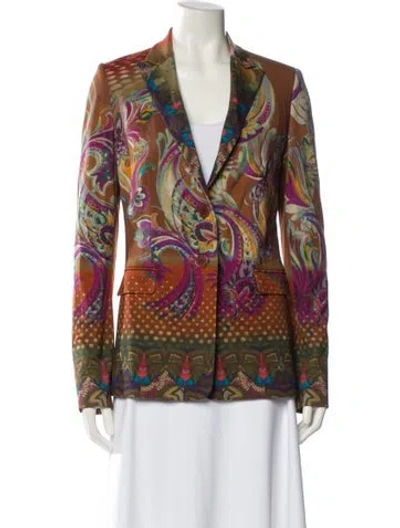 Pre-owned Etro Wool Printed Blazer In Brown
