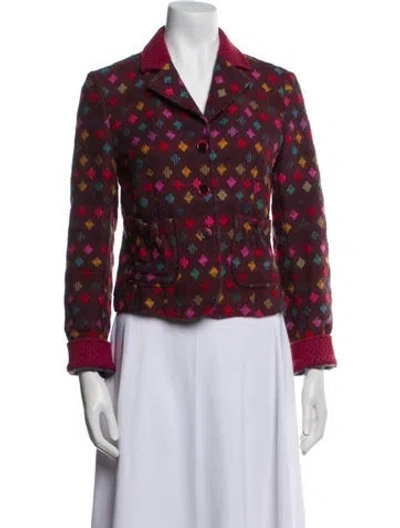 Pre-owned Etro Wool Printed Blazer In Burgundy