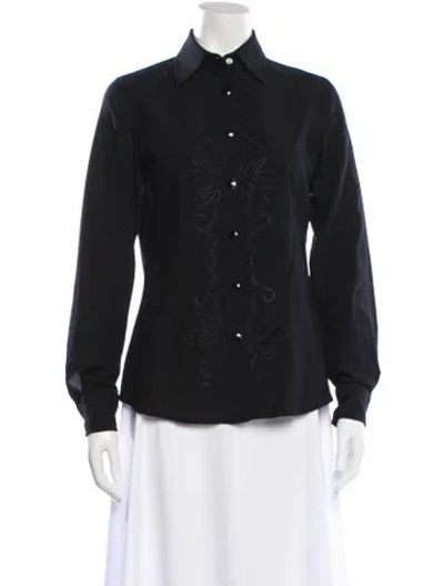 Pre-owned Etro Wool Printed Blouse In Black
