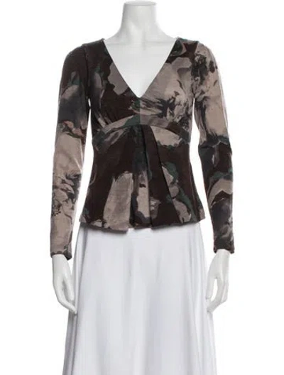 Pre-owned Etro Wool Printed Blouse In Brown