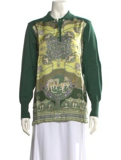 Pre-owned Etro Wool Printed Blouse In Green