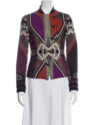 Pre-owned Etro Wool Printed Bomber Jacket In Purple