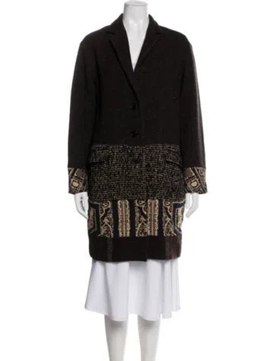 Pre-owned Etro Wool Printed Coat In Brown
