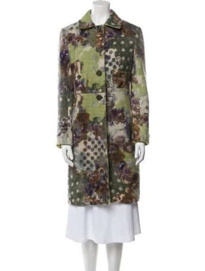 Pre-owned Etro Wool Printed Coat In Green