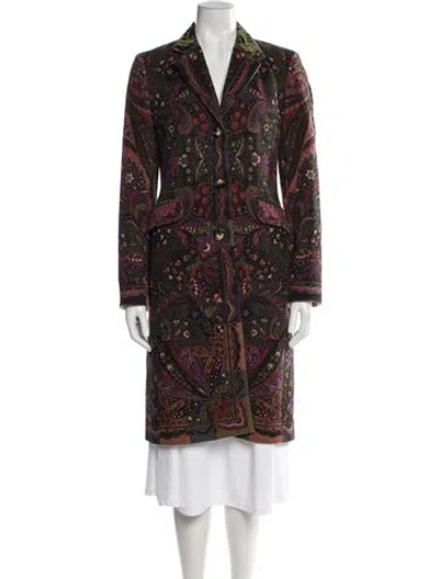 Pre-owned Etro Wool Printed Coat In Neutral