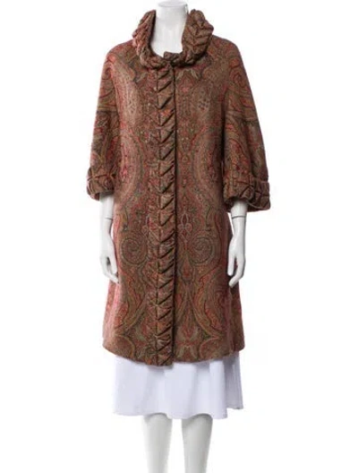 Pre-owned Etro Wool Printed Coat In Red