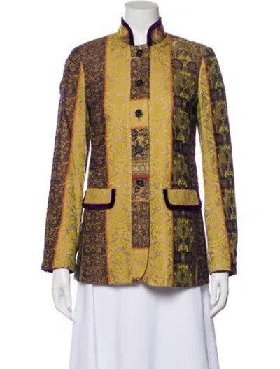 Pre-owned Etro Wool Printed Evening Jacket In Gold