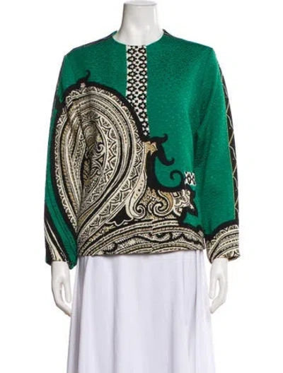 Pre-owned Etro Wool Printed Evening Jacket In Green