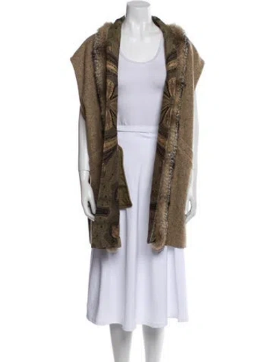 Pre-owned Etro Wool Printed Fur Coat In Brown