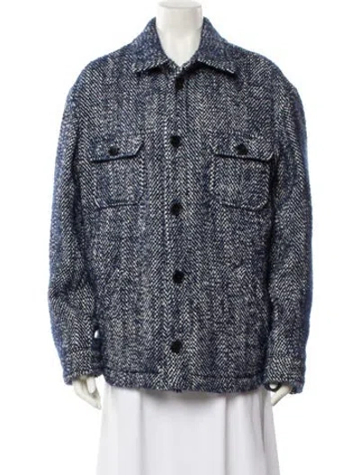 Pre-owned Etro Wool Printed Jacket In Blue
