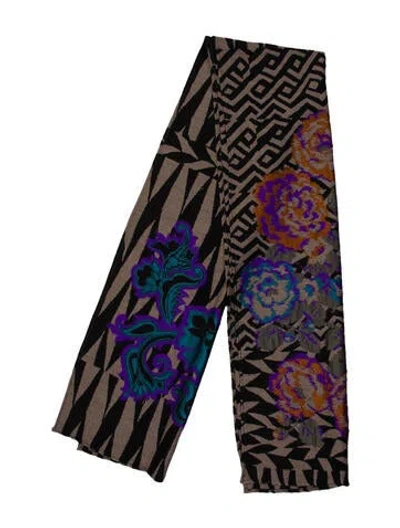 Pre-owned Etro Wool Printed Scarf In Brown