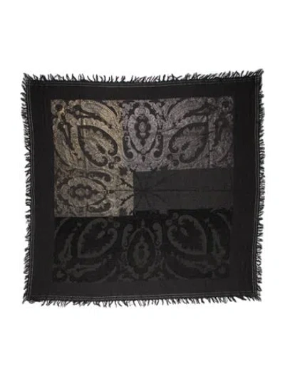Pre-owned Etro Wool Printed Scarf In Gray