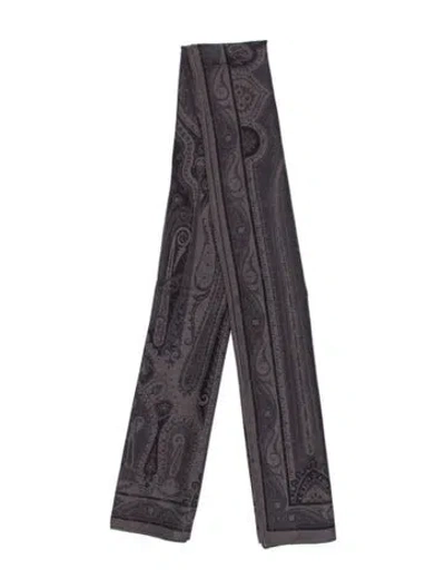 Pre-owned Etro Wool Printed Scarf In Gray