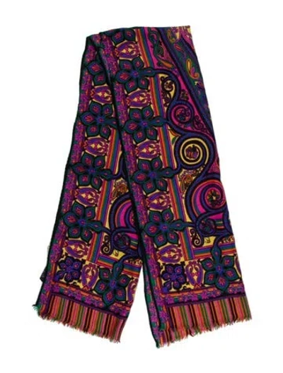 Pre-owned Etro Wool Printed Scarf In Purple