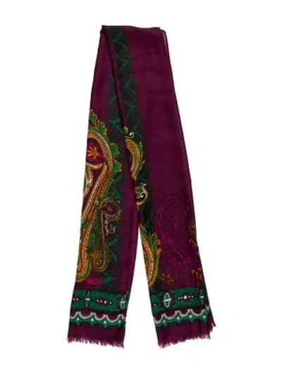 Pre-owned Etro Wool Printed Scarf In Purple