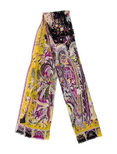 Pre-owned Etro Wool Printed Scarf In Purple