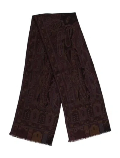 Pre-owned Etro Wool Printed Scarf W/ Tags In Purple
