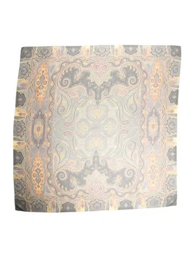 Pre-owned Etro Wool Printed Shawl In Gray
