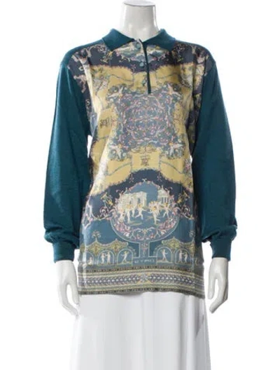 Pre-owned Etro Wool Printed Sweater W/ Tags In Blue