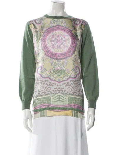 Pre-owned Etro Wool Printed Sweater W/ Tags In Green